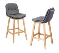 Preferspace Lot de 2 chaises de Bar à Hauteur de comptoir en Cuir PU avec Dossier, for îlot de Cuisine, Restaurant et café, Pieds en Bois(Brown,68cm/26.8in)