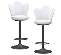 Preferspace Lot de 2 chaises de Bar, tabourets de comptoir réglables, pivotants à 360 degrés, recouverts de Velours avec Dossier et Repose-Pieds(White)