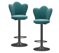 Preferspace Lot de 2 chaises de Bar, tabourets de comptoir réglables, pivotants à 360 degrés, recouverts de Velours avec Dossier et Repose-Pieds(Green)