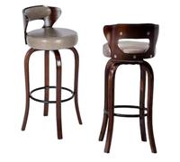 Preferspace Lot de 2 chaises de comptoir, tabourets à Hauteur de Bar avec Dossier et revêtement en Simili Cuir, Pieds en Bois avec Pieds antidérapants(Blue,70cm/27.6in)