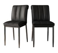 Preferspace Lot de 2 chaises de Salle à Manger en Similicuir, chaises de Cuisine rembourrées avec Dossier Ergonomique, Pieds en métal Robustes pour Table à Manger et Salon, siège confortab