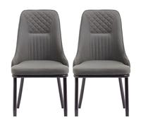 Preferspace Lot de 2 chaises de Salle à Manger rembourrées en Similicuir avec Assise rembourrée et Pieds en métal pour Salon et Cuisine