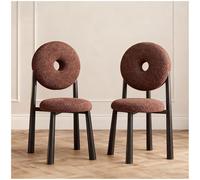 Preferspace Lot de 2 chaises de Salon pour Table à Manger avec sièges en Laine d'agneau rembourrés, Design Ergonomique et Pieds en métal pour Salle à Manger