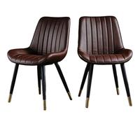 Preferspace Lot de 2 chaises pour Salle à Manger, assises rembourrées en Similicuir avec Dossier Ergonomique, Structure en métal Robuste pour Plus de stabilité, pour Salle à Manger et salo