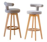 Preferspace Lot de 2 tabourets de Bar à Hauteur de comptoir avec Dossier, Design Ergonomique for îlot de Cuisine, Bois Massif et Pieds antidérapants(Pink,73cm/28.7in)
