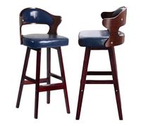 Preferspace Lot de 2 tabourets de Bar à Hauteur de comptoir avec sièges et Dossier en Cuir PU, for îlot de Cuisine, Bureau et café, Pieds en Bois Massif(Green,75cm/29.5in)