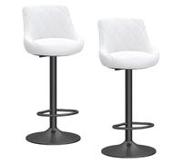 Preferspace Lot de 2 tabourets de Bar en Velours, tabourets à Hauteur de Bar avec siège réglable et Fonction pivotante for comptoir d'îlot de Cuisine et Usage Domestique(White)