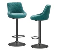 Preferspace Lot de 2 tabourets de Bar en Velours, tabourets à Hauteur de Bar avec siège réglable et Fonction pivotante for comptoir d'îlot de Cuisine et Usage Domestique(Green)