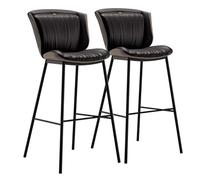 Preferspace Lot de 2 tabourets de Bar rembourrés avec Dossier, Hauteur Bar for Home Island, tabourets de Bar en Similicuir(Black,99cm/39in)