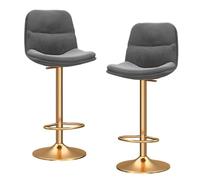 Preferspace Lot de 2 tabourets de comptoir avec Hauteur réglable et Dossier Ergonomique pivotant à 360°, siège en Velours for comptoir de Cuisine et Salle à Manger(Gray)