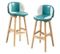 Preferspace Lot de 2 tabourets de comptoir avec revêtement en Cuir PU et Pieds en Bois Massif avec Coussinets antidérapants for Cuisine et Salle à Manger(Black,63cm/24.8in)