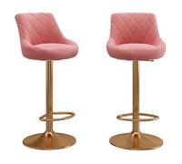 Preferspace Lot de 2 tabourets d'îlot, chaises pivotantes réglables à Hauteur de comptoir avec siège rembourré en Velours, Dossier for îlot de Cuisine, Bar(Pink)