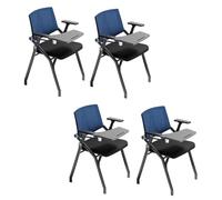 Preferspace Lot de 4 chaises de Salle d'attente Pliables, Structure en métal Robuste, for salles de réception, Zones de Pause(Blue)
