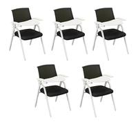 Preferspace Lot de 5 chaises d'école avec Bureau Pliable, Bras de Tablette, Construction à Cadre métallique for l'apprentissage, la Prise de Notes, Le Travail temporaire(All Black)
