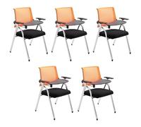 Preferspace Lot de 5 chaises tablettes avec Surface d'écriture Rabattable et Maille Respirante for Zones de réception et salles de Repos avec Fonction de Rangement Pliable(Orange)