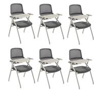 Preferspace Lot de 6 chaises de Bureau avec Bras de Tablette Rabattable, chaises de Salle de conférence, Design Pliable, for Bureau, école, salles d'attente(Gray)