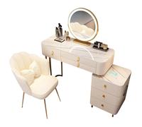 Preferspace Miroir de courtoisie avec lumières LED réglables, Modes Chaud/Froid Naturel pour Bureau, Armoire Amovible, Gauche/Droite, USB, Bluetooth, Chargement sans Fil, Pieds en métal