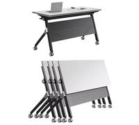 Preferspace Pack de 4 Table de conférence Pliante Flip Top Design Roues à Cadre en Acier Robuste pour salles de Formation Mobiles Bureaux Salles de Classe