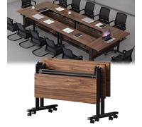 Preferspace Table de conférence Pliante Mobile Flip Top Design Support Robuste Roues omnidirectionnelles Séances de Formation Bureaux Salles de Classe Tables de réunion