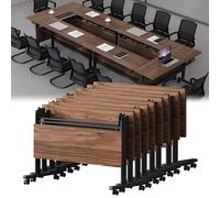 Preferspace Table de conférence Pliante Mobile Flip Top Design Support Robuste Roues omnidirectionnelles Séances de Formation Bureaux Salles de Classe Tables de réunion