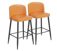 Preferspace Tabourets de Bar pour comptoir de Cuisine, Ensemble de 2, tabourets de Bar rembourrés avec Dossier, Hauteur comptoir, Pieds en métal, Patins antidérapants en Similicuir