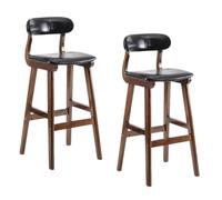 Preferspace Tabourets de comptoir de Bar avec Dossier, Lot de 2 chaises d'îlot de Cuisine en Cuir PU, Salle à Manger, Restaurant, Bureau(Black,62cm/24.4in)