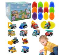 Prefilled Easter Eggs - Prefilled Easter Eggs | Easter Classroom Prize Supplies | Educational Filled Eggs With Toys | Educational Construction Vehicle, Pull Back Car For Kids Aged 3-8 Years Old