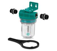 VONROC Préfiltre Universel 12 cm - pour Pompes à Eau - 4000L/h Maximum - Arrosage du Jardin - Support Mural & Clés de Démontage Inclus - Rendement Élevé, Entretien Facile