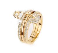 Pregeckit Bagues empilables tendance pour femme avec oxyde de zirconium cubique - Bagues superposées à plusieurs maillons - Cadeau idéal (or, 7)