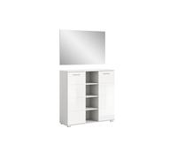 Prego ensemble d'armoires de rangement 2 parties brillant blanc, blanc.