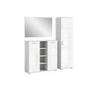 Prego ensemble d'armoires de rangement 3 parties brillant blanc, blanc.