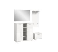 Prego ensemble d'armoires de rangement 4 parties brillant blanc, blanc.
