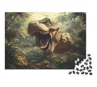 Préhistoire Puzzle 1000 Pièces avec Emboîtement Parfait, Puzzle d'art Tyrannosauredéfi Entre Amis pour Un Tableau À Encadrer, Superbe Idée Cadeau 52x38cm/1000pcs
