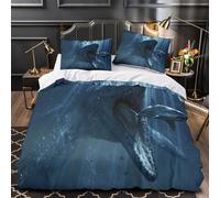 Prehistoric Mer Predator Ensemble De Literie 3D Effet Microfibre 3 Pièces 2 Taies Douce Confortable Dynamic Underwater Linge de Lit Respirante Résistante for Adolescent Super king（260x220cm）