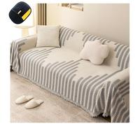 Preiplieex Housse de canapé élégante en chenille antidérapante avec Tasse pour chat et animaux domestiques, lavable, doux pour la peau (180 x 340 cm, gris)