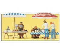 PREISER 10052 Échelle HO Au Marché: Deux Stand Avec Parapluies Et Accessoires