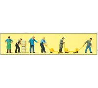 Preiser 10255 Delivery Men (6) With Pallet Trucks Packages