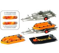 PREISER 3 canots pneumatiques et 2 remorques - HO 1/87 - PREISER 17312
