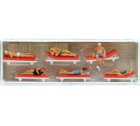 6 personnages sur transats-HO 1/87-PREISER 10429