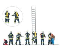 Preiser H0 10765 Ensemble de figurines de pompiers dans un vêtement bleu moderne avec protections respiratoires 1:87