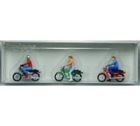 PREISER PREISER 10126 - 3 motocyclistes et leur moto - HO 1/87
