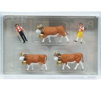 PREISER Transhumance, 3 vaches et 2 personnages - HO 1/87 - PREISER 10404