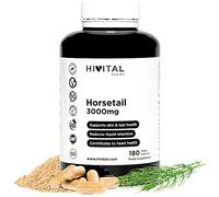 Prêle des Champs 3000 mg. 180 gélules végétaliennes pour 6 mois de traitement. Extrait naturel concentré d'Equisetum Arvense qui agit comme un diurétique naturel. Fabriqué en Europe par HIVITAL