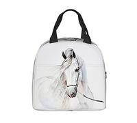 PrelerDIY Boîte à déjeuner isotherme pour enfants, garçons et filles, motif cheval blanc, idéal pour l'école, le camping, la randonnée, le pique-nique, la plage, les voyages
