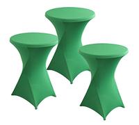 PRELGOSP Lot de 3 Nappe Mange Debout Ronde, Housse de Table de Cocktail en Spandex, Extensible Housse Mange Debout pour Table de Banquet de Cocktail de Mariage,Vert,80x110cm