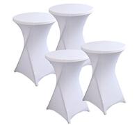 PRELGOSP Lot de 4 Nappe Mange Debout en Spandex, Extensible Housse pour Table Haute de Cocktail, Ronde Housse Mange Debout pour Bar,Fête d'anniversaire, Mariage, Table de Bistrot,Blanc,80x110cm