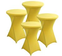 PRELGOSP Lot de 4 Nappe Mange Debout en Spandex, Extensible Housse pour Table Haute de Cocktail, Ronde Housse Mange Debout pour Bar,Fête d'anniversaire, Mariage, Table de Bistrot,Jaune,60x110cm