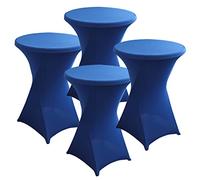 PRELGOSP Lot de 4 Nappe Mange Debout en Spandex, Extensible Housse pour Table Haute de Cocktail, Ronde Housse Mange Debout pour Bar,Fête d'anniversaire, Mariage, Table de Bistrot,Bleu,80x110cm