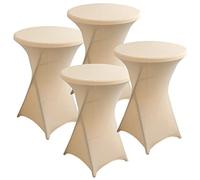 PRELGOSP Lot de 4 Nappe Mange Debout en Spandex, Extensible Housse pour Table Haute de Cocktail, Ronde Housse Mange Debout pour Bar,Fête d'anniversaire, Mariage, Table de Bistrot,Champagne,80x110cm