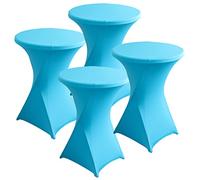 PRELGOSP Lot de 4 Nappe Mange Debout en Spandex, Extensible Housse pour Table Haute de Cocktail, Ronde Housse Mange Debout pour Bar,Fête d'anniversaire, Mariage, Table de Bistrot,Lake Blue,60x110cm